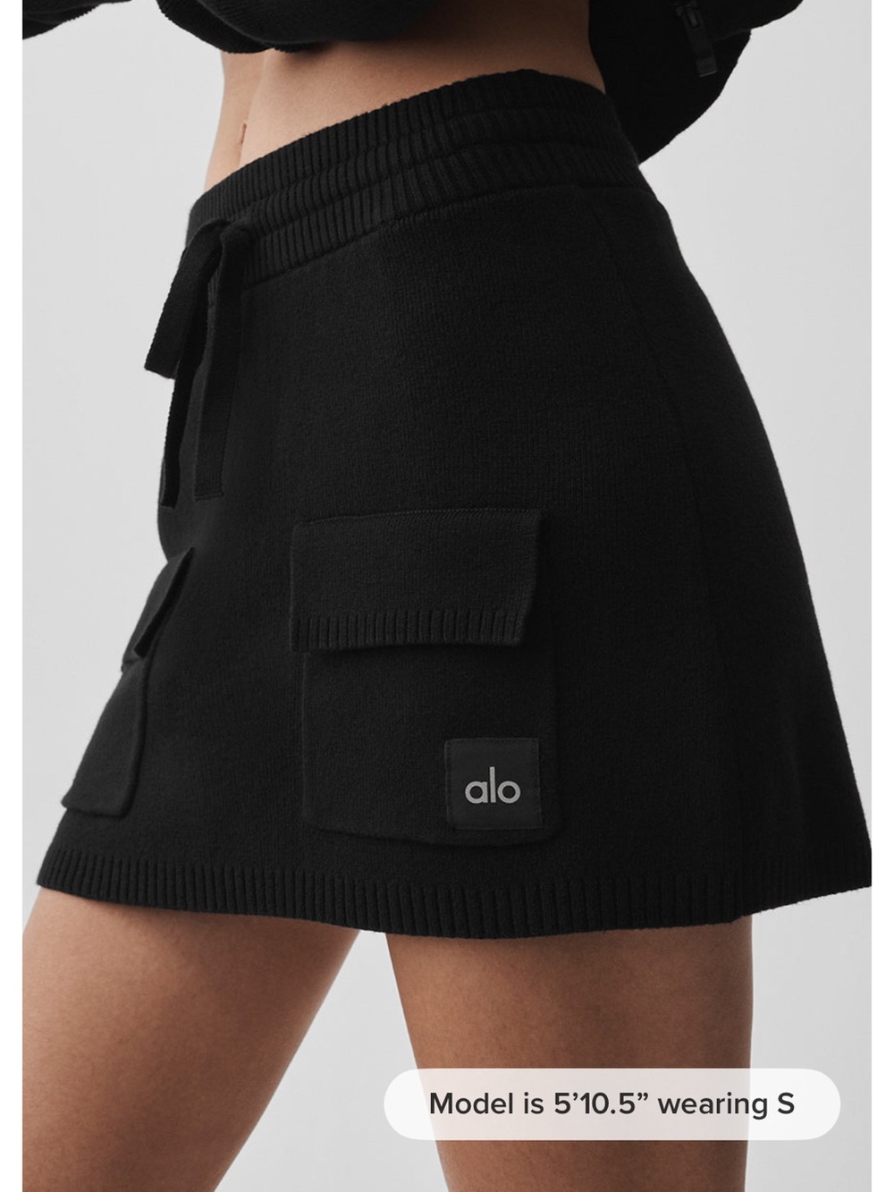 ALO Yoga Black Scholar Knit Mini Skirt- M Retail $138